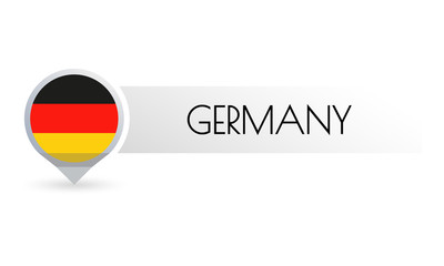 Fototapeta premium Germany flag. Circle flag button in the map marker shape. German country icon, badge or banner. Vector illustration.