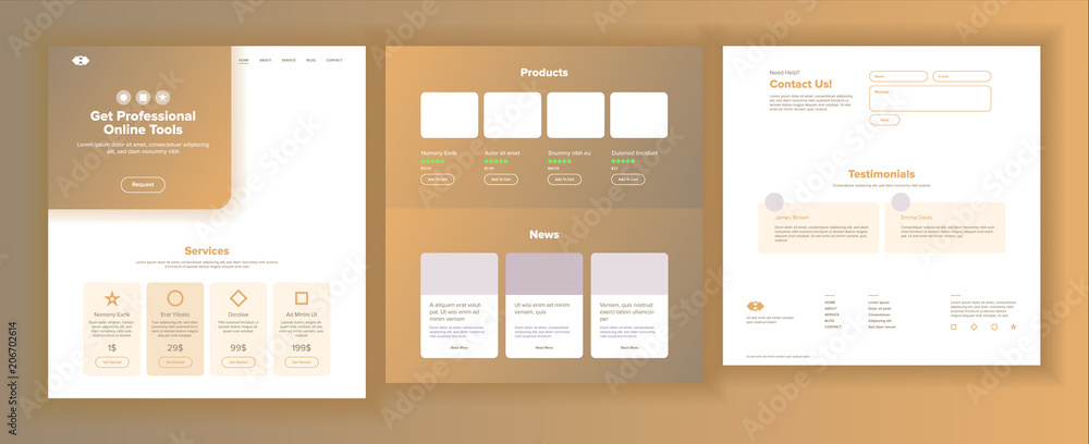 Wall mural website design template vector. business technology. landing web page. modern online servises. promo