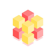 Abstract cubic icon. Isometric illustration for covers design in flat 3D style. Vector geometric logo.