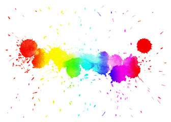 Colorful watercolor stain with gradient colors on a white background
