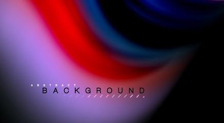 Fluid rainbow colors on black background, vector wave lines and swirls