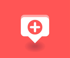 Obraz premium Plus icon, vector symbol in flat style isolated on red background. Social media illustration.