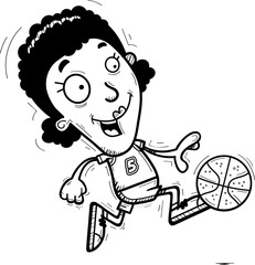 Cartoon Black Basketball Player Running