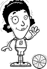 Cartoon Black Basketball Player Waving