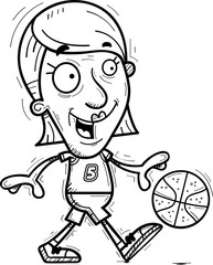Cartoon Senior Basketball Player Walking
