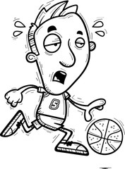 Exhausted Cartoon Basketball Player
