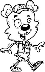 Cartoon Female Bear Scout Walking