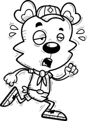 Exhausted Cartoon Male Bear Scout