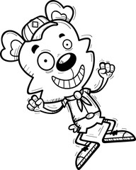 Cartoon Male Bear Scout Jumping
