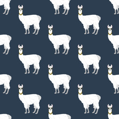 Llama in aviator glasses seamless pattern