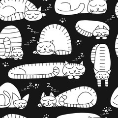 Sleeping cats, seamless pattern for your design
