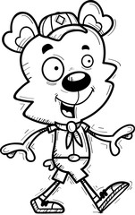 Cartoon Male Bear Scout Walking