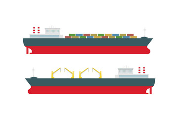 Vector set of  cargo ships .