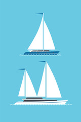 Vector set of sailing yachts.