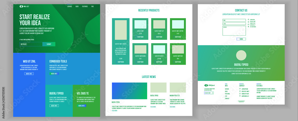Wall mural website design template vector. business landing. shopping online web page. it technology. optimizat