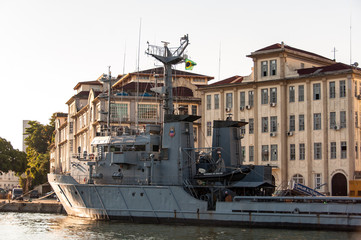 Brazilian marine war ship anchored in Guanabara Bay