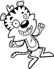 Cartoon Female Tiger Jumping
