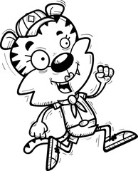 Cartoon Female Tiger Scout Running