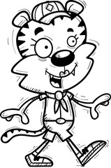 Cartoon Female Tiger Scout Walking