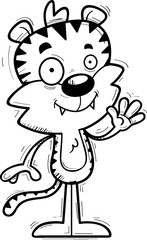 Cartoon Male Tiger Waving