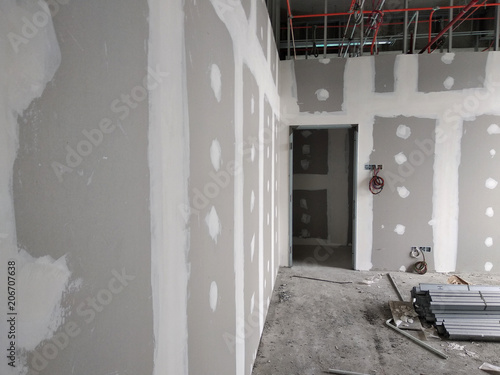 Drywall Installation Work In Progress By Construction