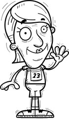 Cartoon Senior Track Athlete Waving