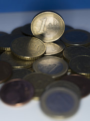 several random euro and cent coins
