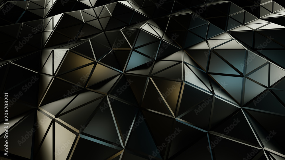Poster pyramidal grey surface futuristic polygonal shape 3d rendering