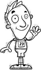 Cartoon Track Athlete Waving