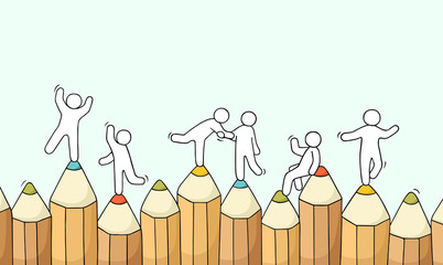 working little people with pencils. © sapunkele