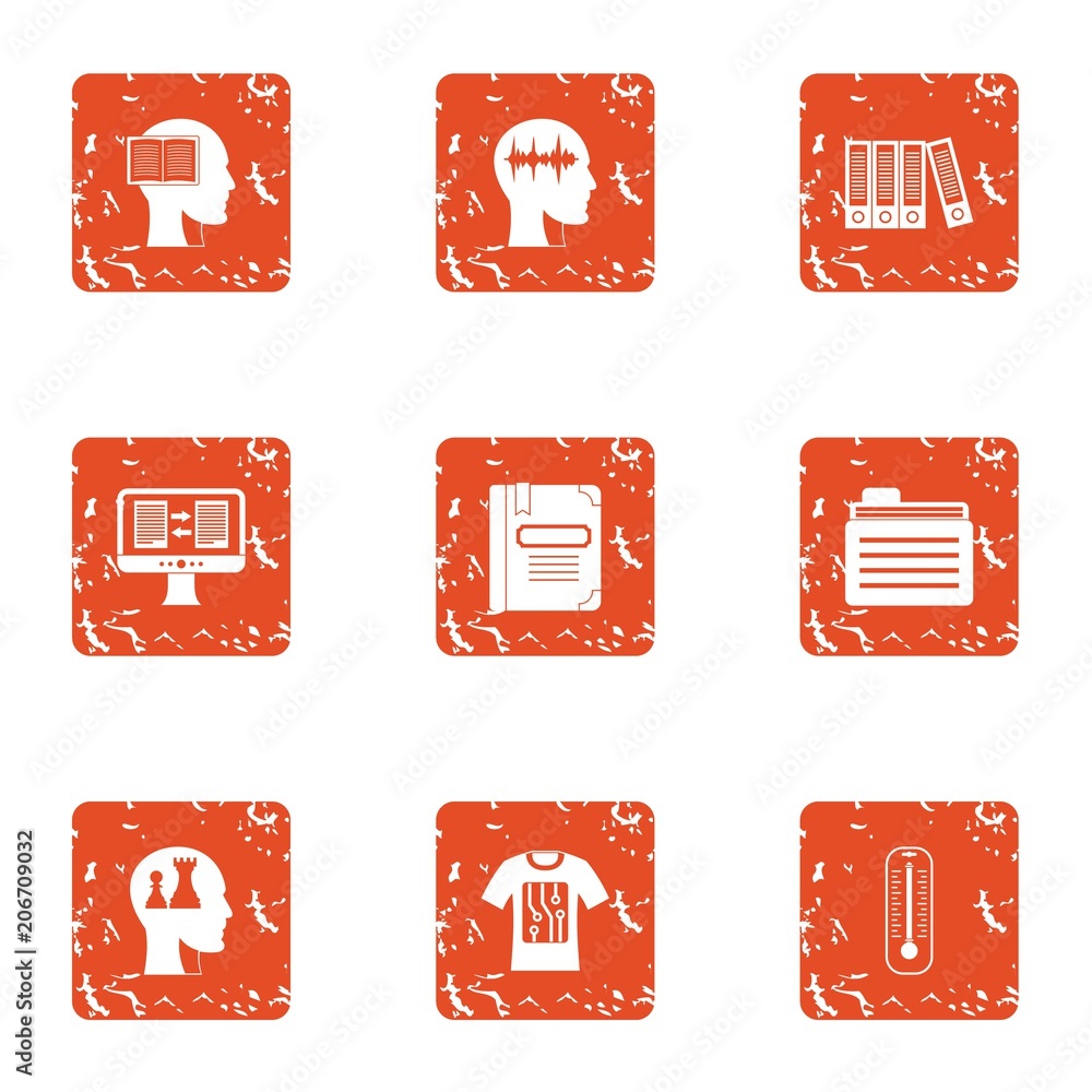 Poster cerebrum icons set. grunge set of 9 cerebrum vector icons for web isolated on white background