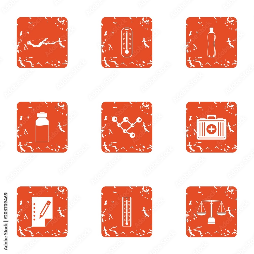 Poster recovery professional icons set. grunge set of 9 recovery professional vector icons for web isolated