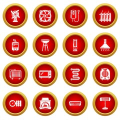 Heat cool air flow tools icons set. Simple illustration of 16 heat cool air flow tools vector icons for web