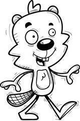 Cartoon Male Beaver Walking