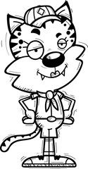 Confident Cartoon Female Bobcat Scout