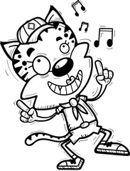 Cartoon Female Bobcat Scout Dancing