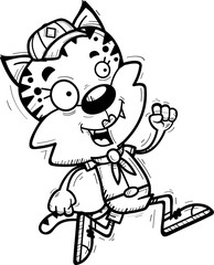 Cartoon Female Bobcat Scout Running