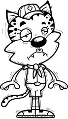 Sad Cartoon Female Bobcat Scout