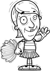 Cartoon Senior Citizen Cheerleader Waving