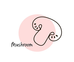 Mushrooms. Line art graphic. Restaurant template. Vector illustration