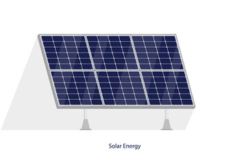 Vector solar battery with shadow on white background.