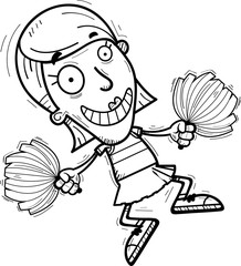 Cartoon Woman Cheerleader Jumping