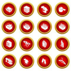 Laundry icons set. Simple isometric illustration of 16 laundry vector icons for web