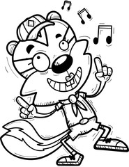 Cartoon Female Chipmunk Scout Dancing