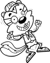 Cartoon Female Chipmunk Scout Jumping