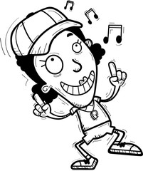 Cartoon Black Woman Coach Dancing