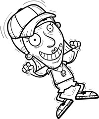 Cartoon Senior Coach Jumping