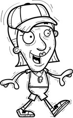 Cartoon Senior Coach Walking