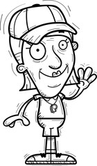 Cartoon Senior Coach Waving