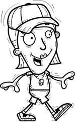 Cartoon Woman Coach Walking